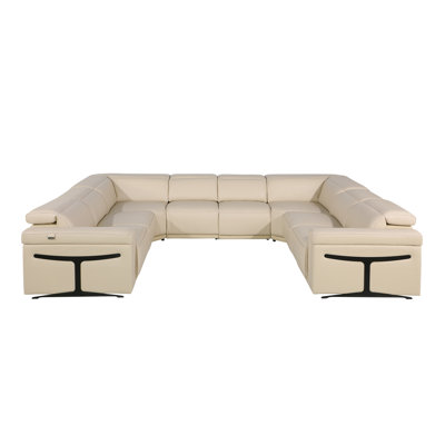 Stanwinn 8 – Piece 4 Power Reclining Top Grain Italian Leather Sectional with Power Headrest