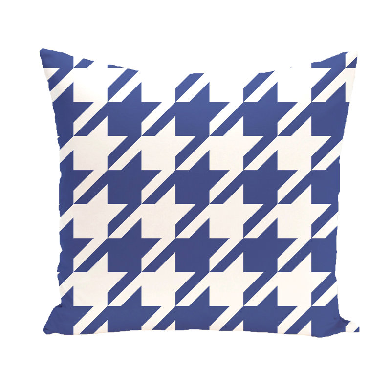 Houndstooth Outdoor Reversible Throw Pillow, Blue
