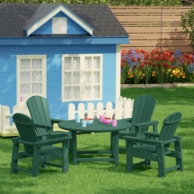 Laguna Kids Adirondack 5-Piece Round Table Dining Set, Dark Green