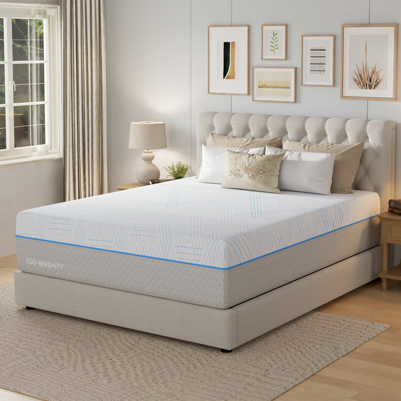 EGOHOME 10" Medium Gel Memory Foam Mattress Infused with Green Tea, King, 10"