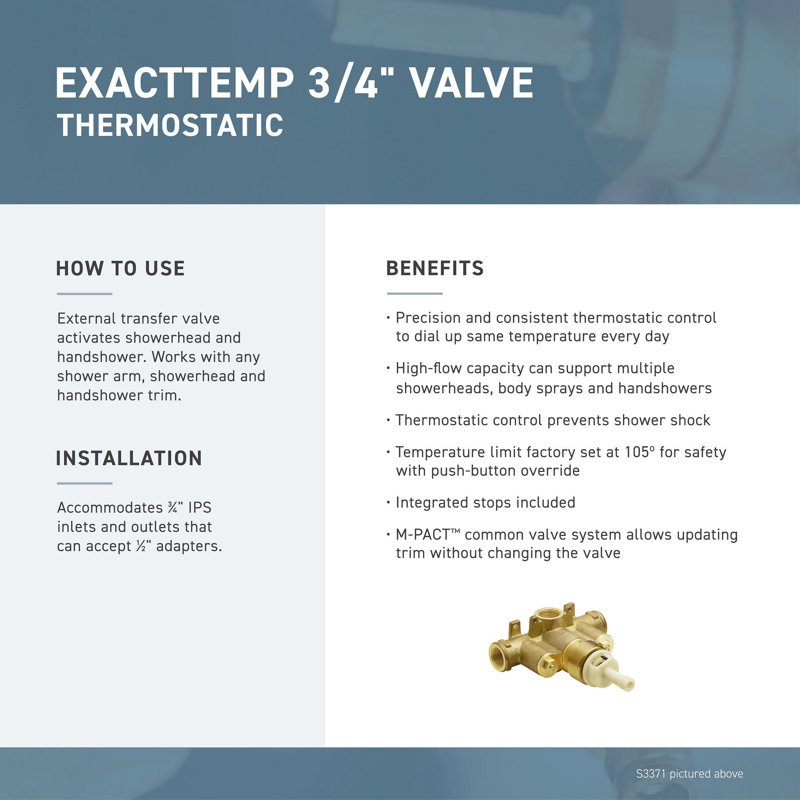 Voss ExactTemp Tub/Shower Trim Kit without Valve, Brushed Gold