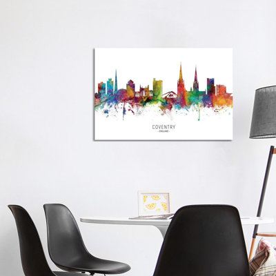 Coventry England Skyline by Michael Tompsett - Wrapped Canvas Painting