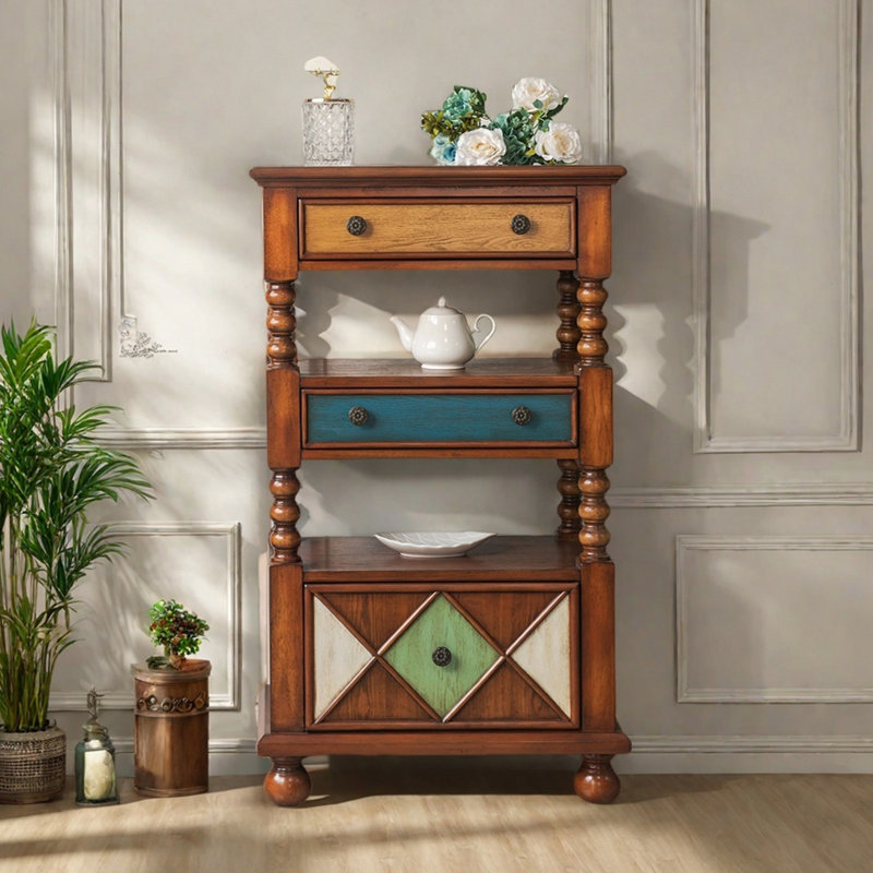 Commode d'appoint à colonne romaine de style américain, Brun