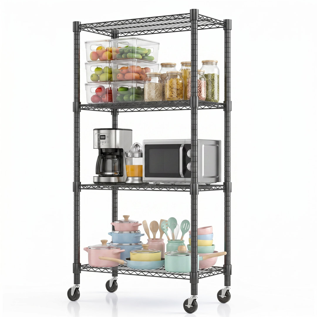 Yelena 76cm W Metal Shelving Unit with Wheels