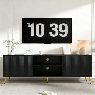 Meuble télé moderne noir convenant aux téléviseurs de 70 po ou moins