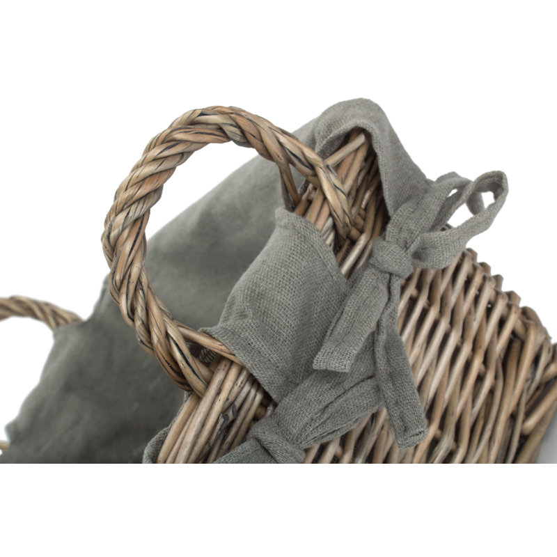 Lily Manor Wicker Handled Storage Basket with Lining, 19cm H x 29cm W x 19cm D