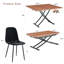Table de salle à manger moderne et ajustable avec bureau texturé en noyer, pieds en métal noir et quatre sièges rembourrés en coton, parfaits pour les petits espaces-1176913805