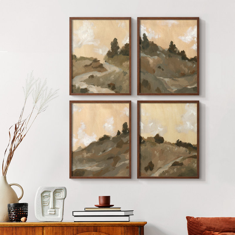 «Stone Brush II», ensemble de 4 reproductions encadrées, Noyer, H 28 po x l 22 po