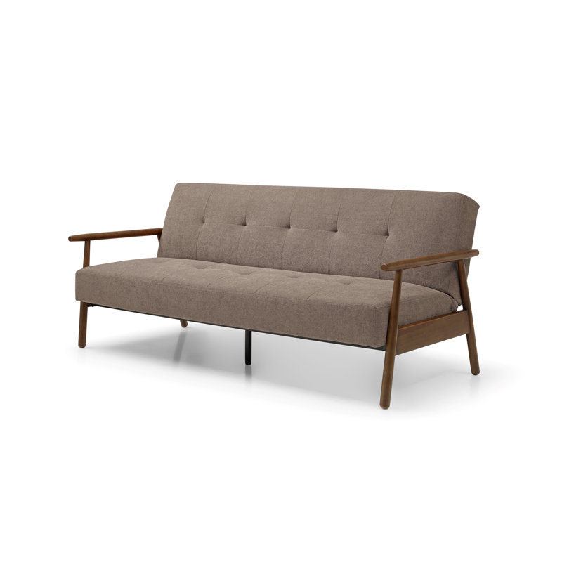 Roger 3 Seater Twill Textured Weave Sofa Bed, Brown