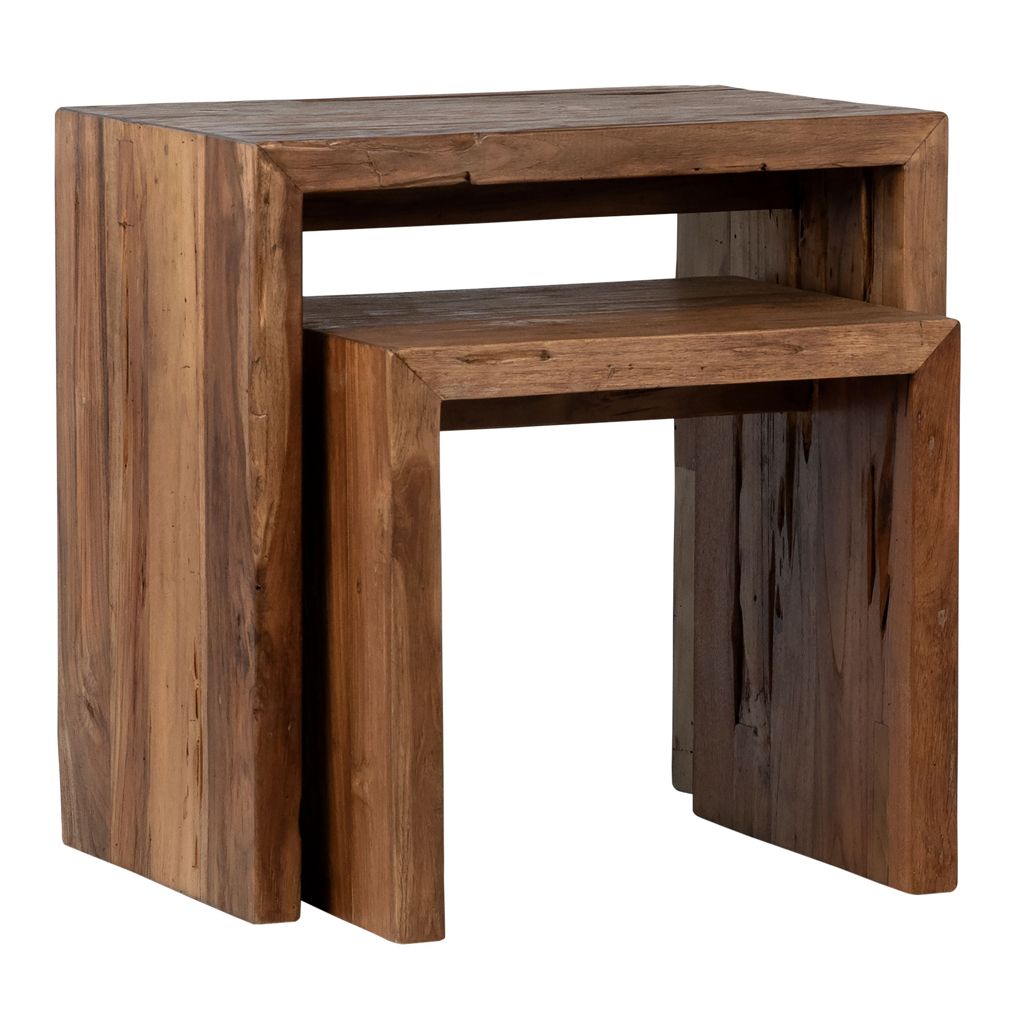 Unadilla Rectangular Reclaimed Teak Waterfall Nesting Side Tables