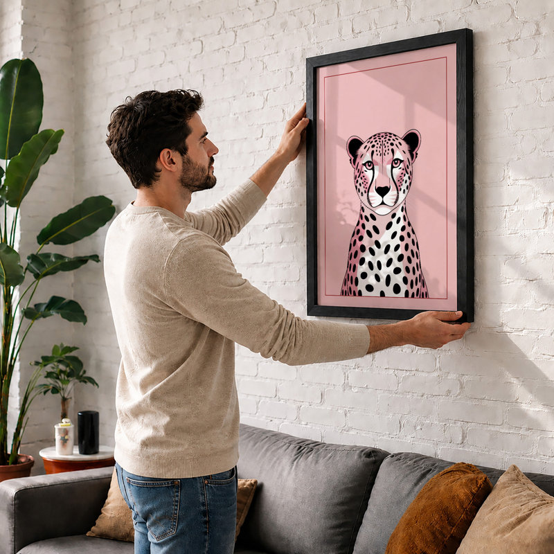 Cheetah's Gaze Minimalist - Print, A4 - 29.7 x 21.0 cm, White