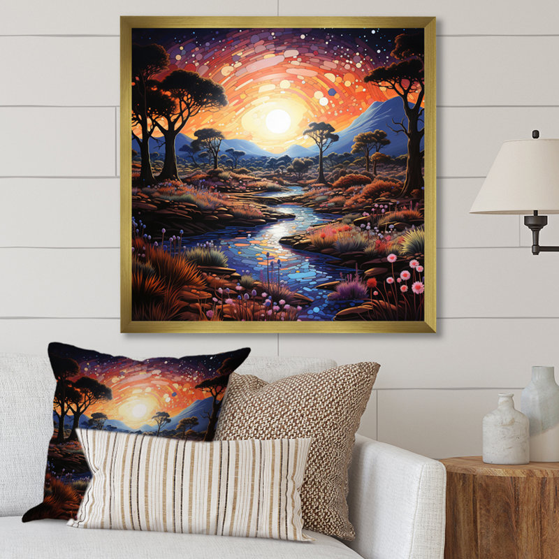 Désert crépuscule Oasis I - impression, H 36 po x l 36 po x P 1,5 po, Cadre doré à une seule photo