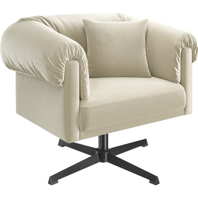 Modern Swivel Accent Chair with Padded Armrest and Pillow