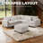 L-Shaped 4-Piece Modular Sectional With Cocktail Ottoman & Corduroy Upholstery-168498062