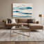 Art mural horizontal horizontal rayé bleu pâle, blanc et vert-1731474454