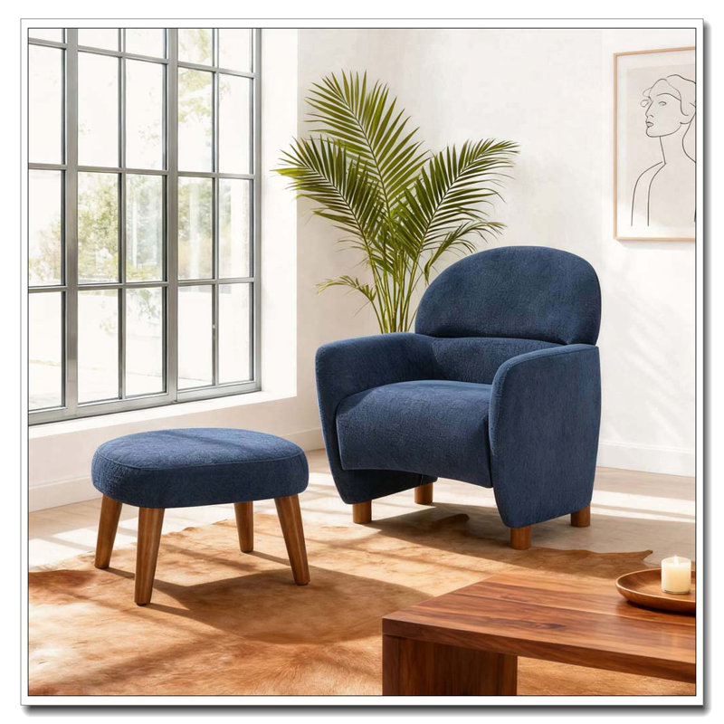 Chaise de loisir rembourrée avec repose-pieds, Bleu