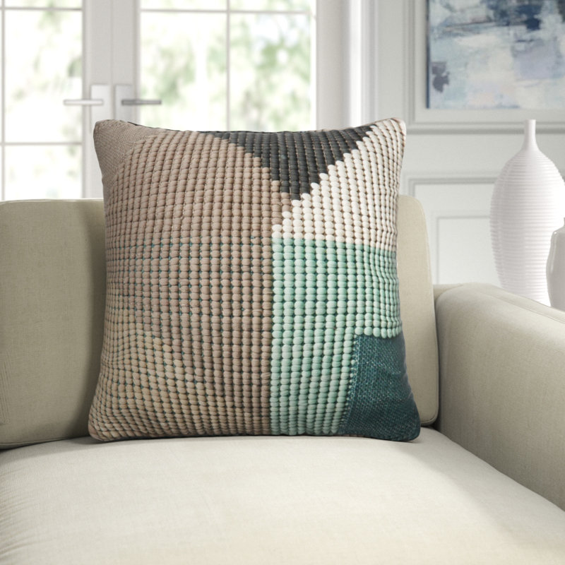 Teal and Brown Abstract Geometric Outdoor Pillow Set