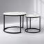Ensemble de 2 tables basses gigognes rondes avec plateau en marbre noir et structure en métal noir-1012165487