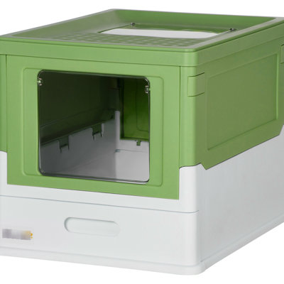 Spacious Cat Litter Enclosure, Yellowish , Prevents Splash And Odor Diffusion, With Front Door Hooded From , Top Access
