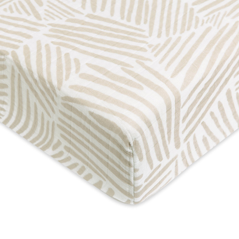 Oat Stripe Crib Sheet In Muslin Cotton