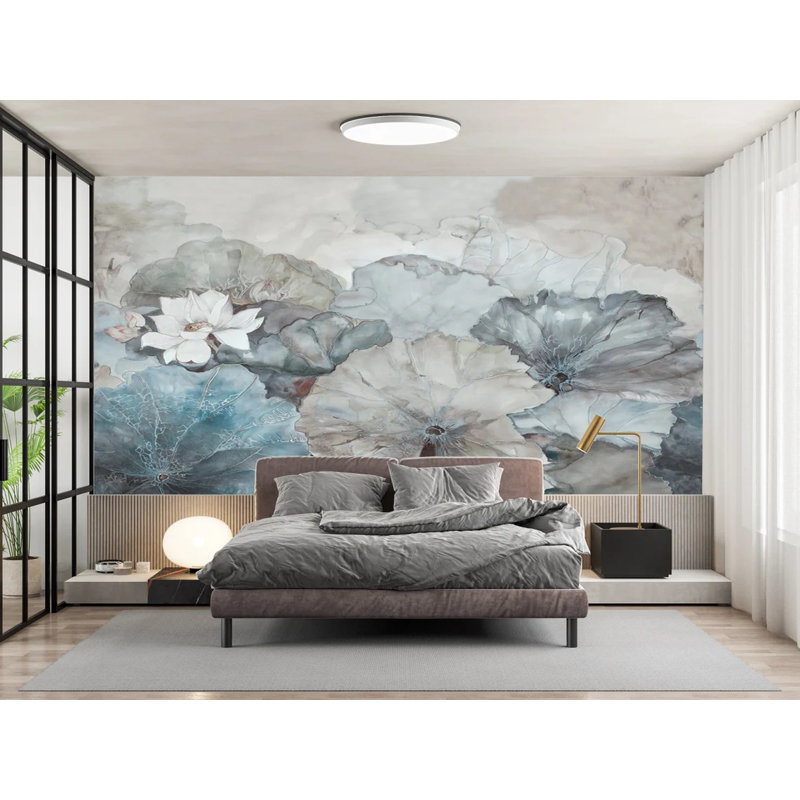 Whispers Of The Lotus: Tranquil Bloom, Non tissé, L 72 po x l 108 po