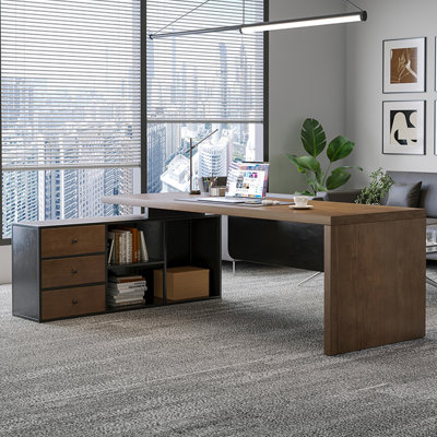 Bureaux rectangulaires en bois massif 78,74 "noyer