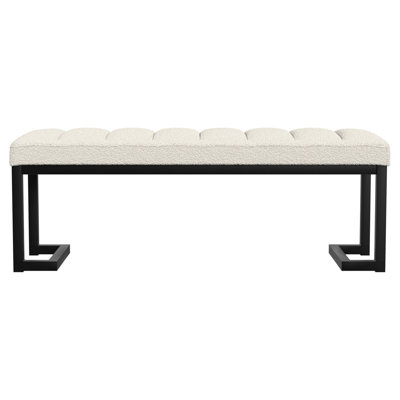 Mira Vanilla Boucle Upholstered Tufted Accent Bench