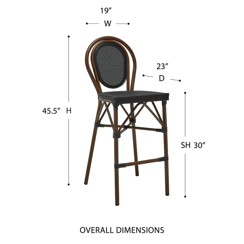 Abode Powder Coated Aluminum Outdoor 29.9'' Bar Stool, Brown