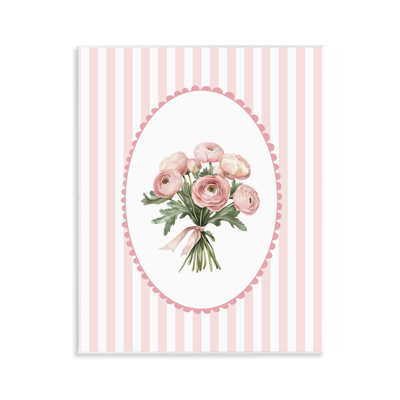 Plaque murale pivoine avec bouquet de rayures douces, design par Christine Simpson Art