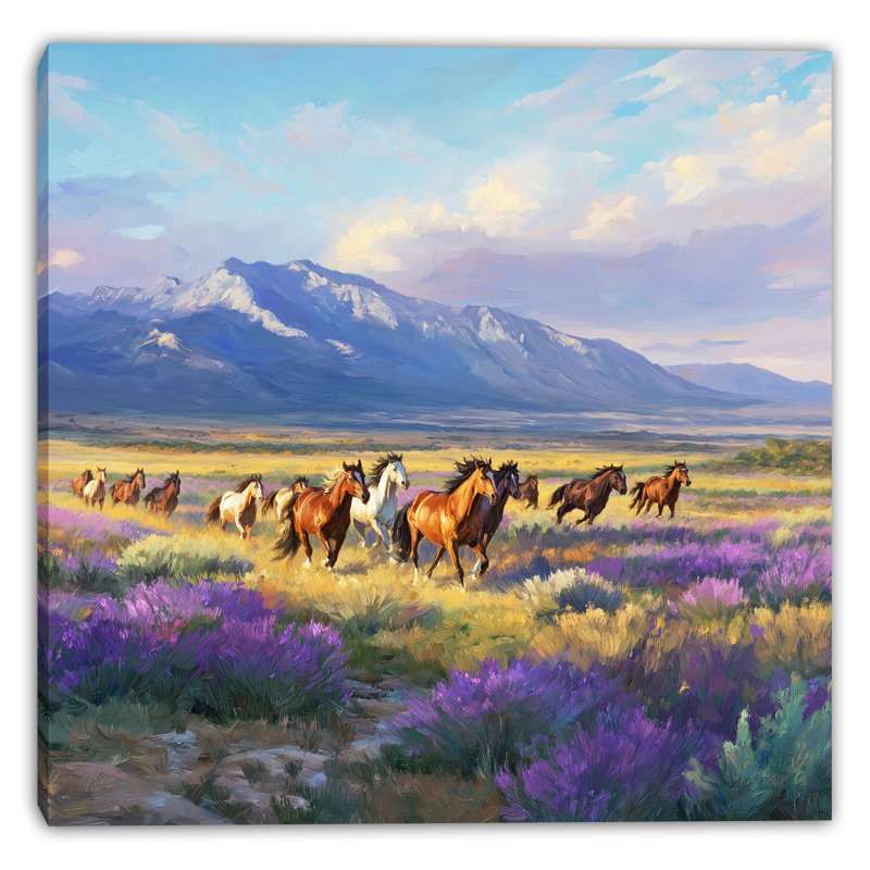 Art sauvage sur toile tendue Wild Horses in Bloom