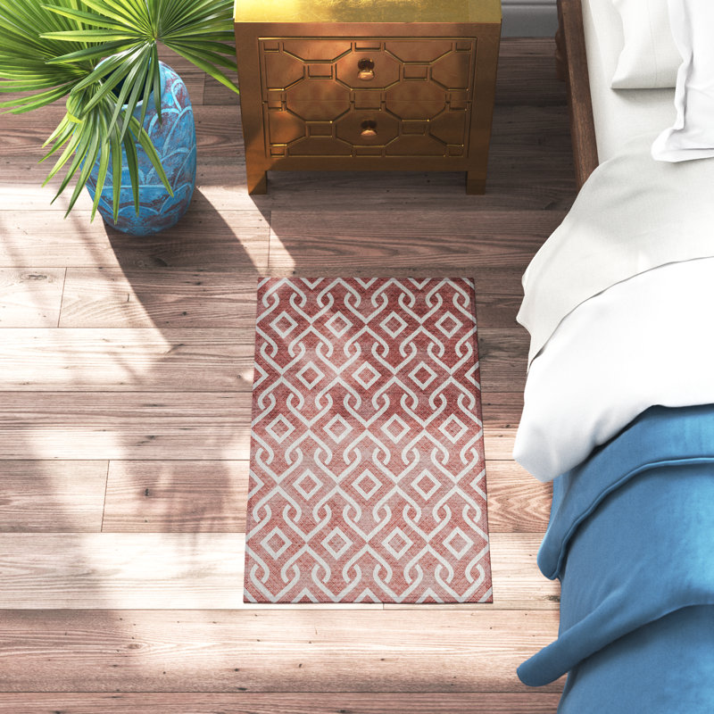 Kaylani Flatweave Washable Geometric Indoor / Outdoor Rug, Rectangle 1'8" x 2'6"
