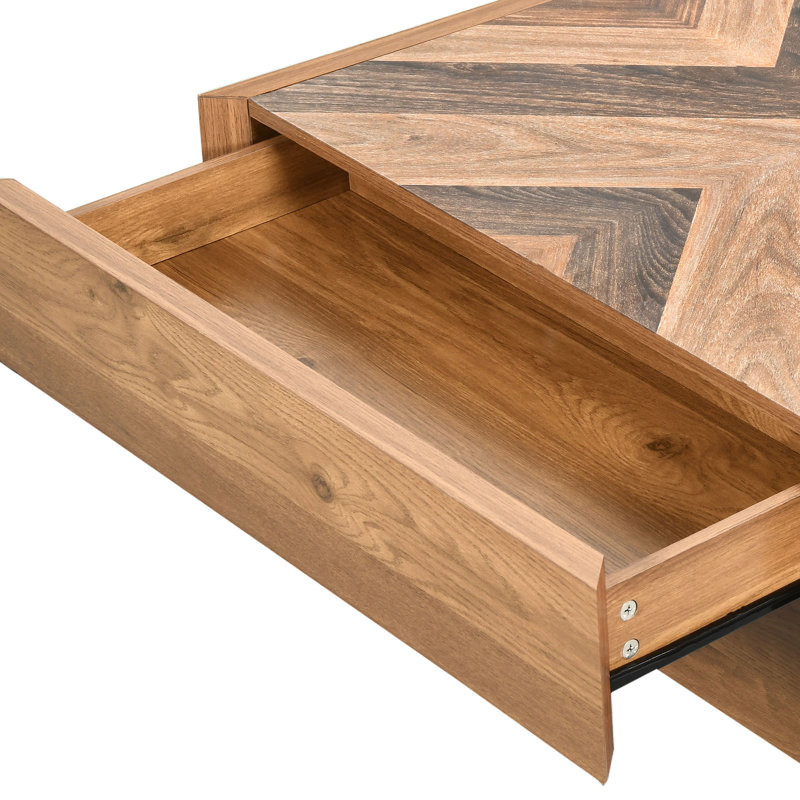 Modern Farmhouse Hasancan Coffee Table with Storage and Drawers, Natural
