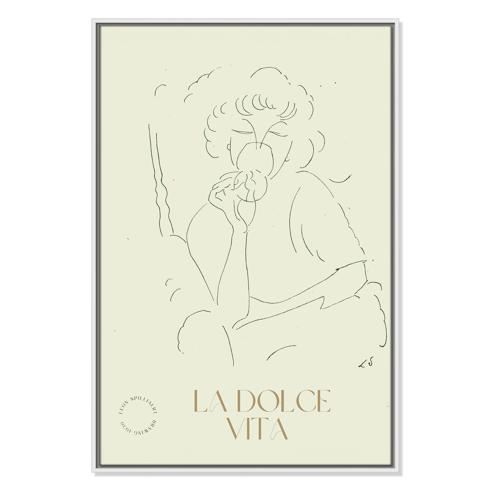 Dottie "La Dolce Vita" Print, 37.5" H x 25.5" W, White