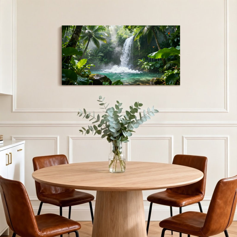 Paysage et nature Cascade tropicale Jungle Verdure Scène de nature Papillons, H 20 po x l 40 po