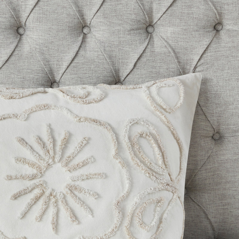 Ensemble de couvre-lit 3 pièces en chenille de coton touffetée ivoire / taupe double / grand