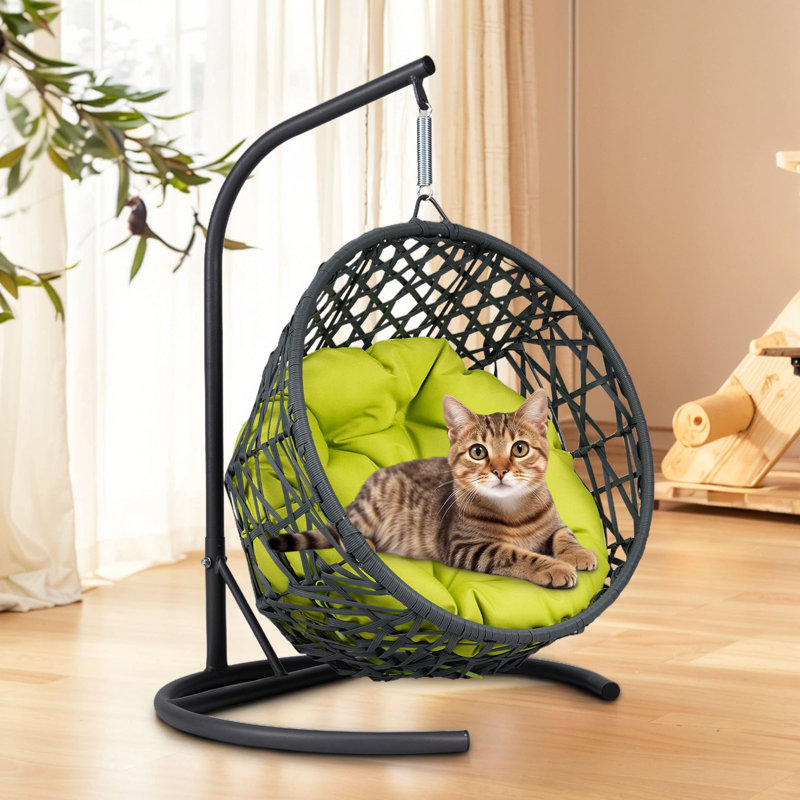 Lit-chat avec support et coussin, Gris; vert, 13.4"