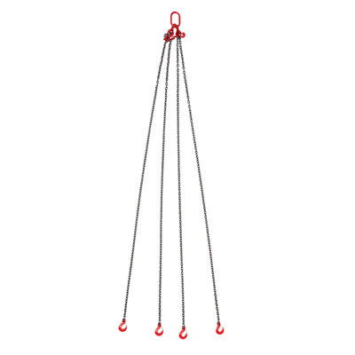 Élingue à chaîne de 3/8 po x 10 pi avec crochets, chaîne de levage robuste de 11 000 lb / 5 tonnes avec 4 crochets à griffes et longueur réglable pour un usage industriel, industriel et moteur