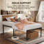 Structure de lit robuste en métal avec rangement sous le lit, support en lattes d'acier robuste, sans sommier, cadre de lit plateforme pour grand, très grand, double, simple, capacité de 300 lb-135854929