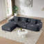 Canapé modulaire en forme de L de 113 po pour salon, revêtement en velours côtelé, canapé surdimensionné à 3 places avec siège profond et repose-pieds mobile - 113 po-713865415