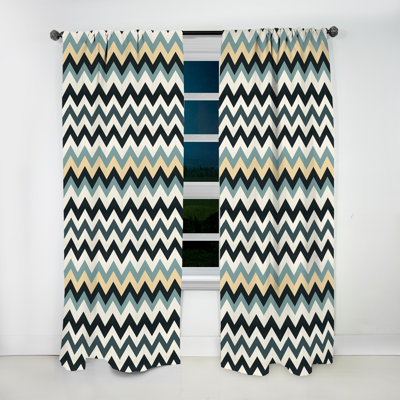 Motif à chevrons obscurcissant gris et blanc à motif géométrique neutre II - 1 panneau