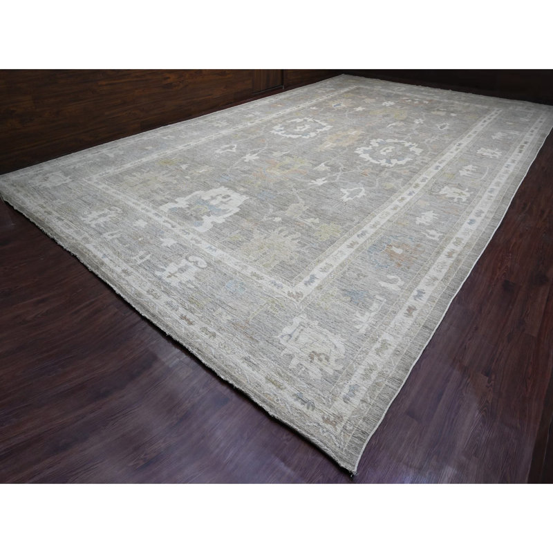 Tapis brun en laine noué à la main 14 pi x 23 pi 3 po angora angora FFE6967E41904F158C306DDA365B7A26