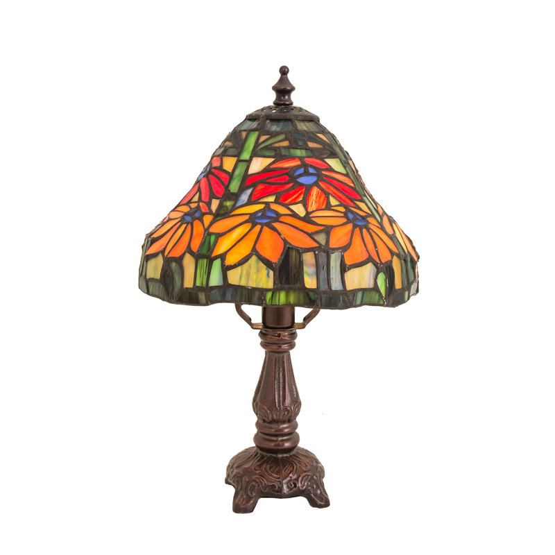 Mini lampe de poinsettia 13 "de haut Tiffany