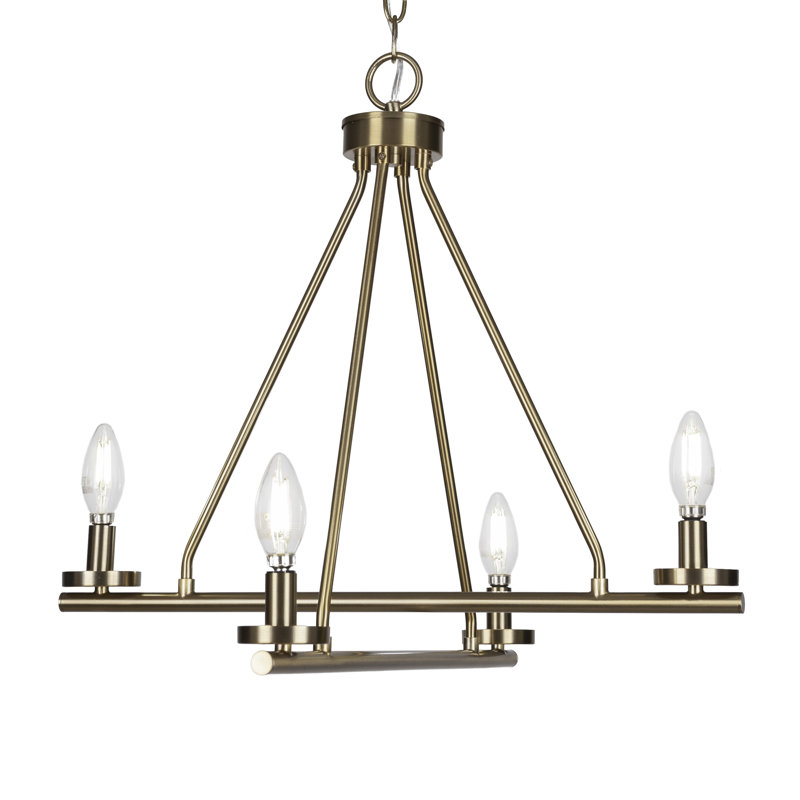 Trinity 4 Light Uplight Chandelier, New Age Brass