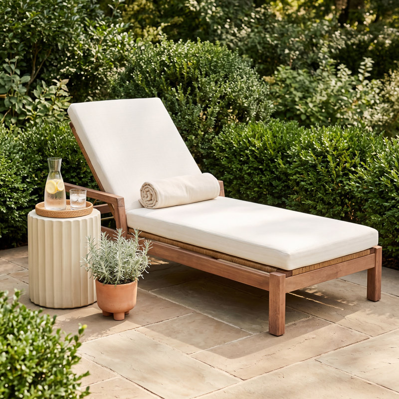 Nicholson 33.1" H Outdoor Solid Wood Chaise Lounge, White