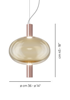 Riflesso 1 - Light Pendant, Amber Transparent, Matte Copper