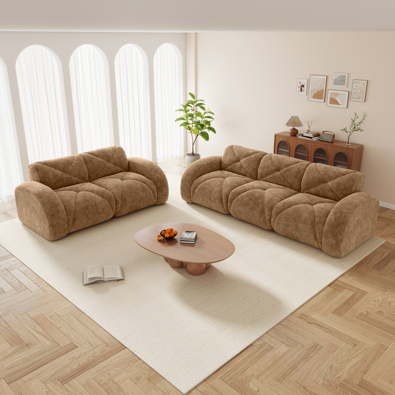 Très grand canapé confortable, tissu de velours doux, fond en éponge haute densité 32D, aucun assemblage requis, 5, Chameau