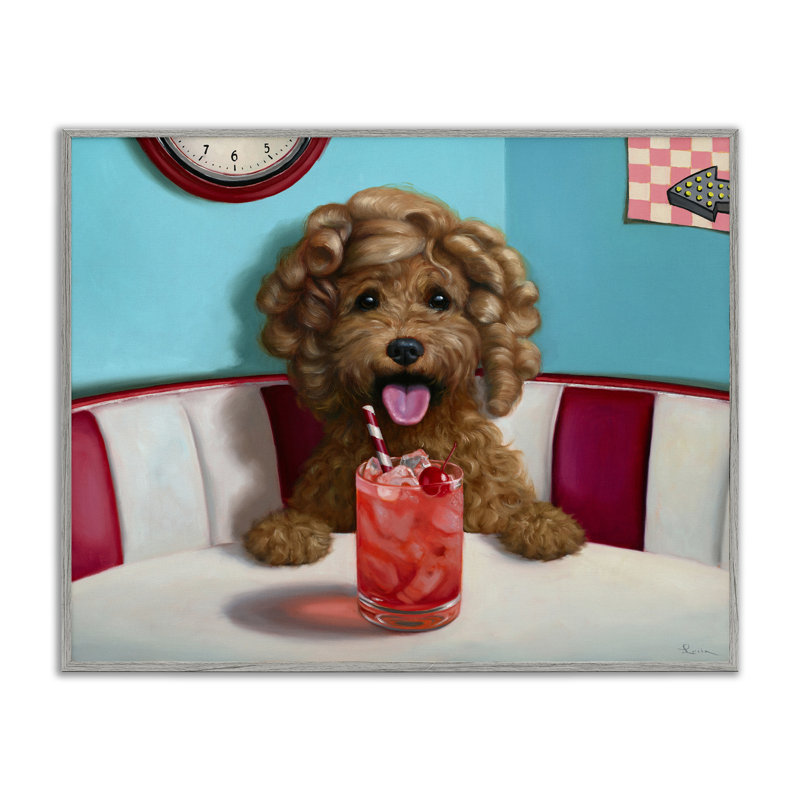 «Dog at Diner with Drink», art giclée par Lucia Heffernan, Estampe numérique Farmhouse, H 11 po x l 14 po