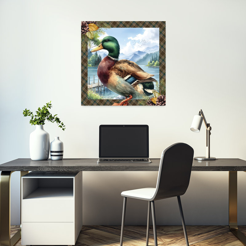Art contemporain avec canard de style chalet, H 18 po x l 18 po