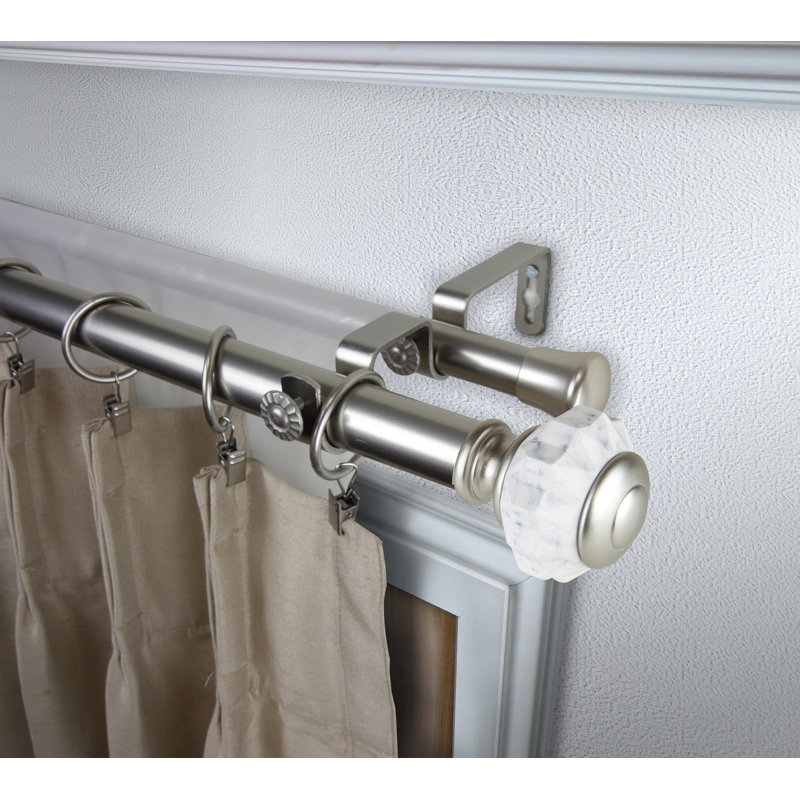 Tringle à rideaux double Nisbet, H 3 po x l 120 po x P 6,75 po, Nickel satiné