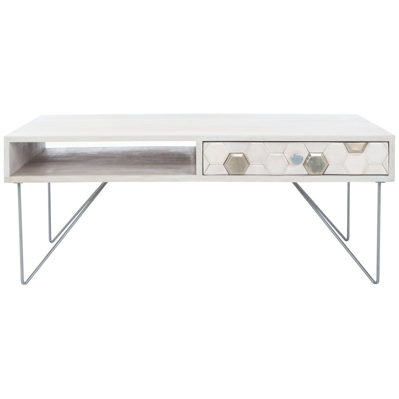 Solid Wood Top Coffee Table, Silver